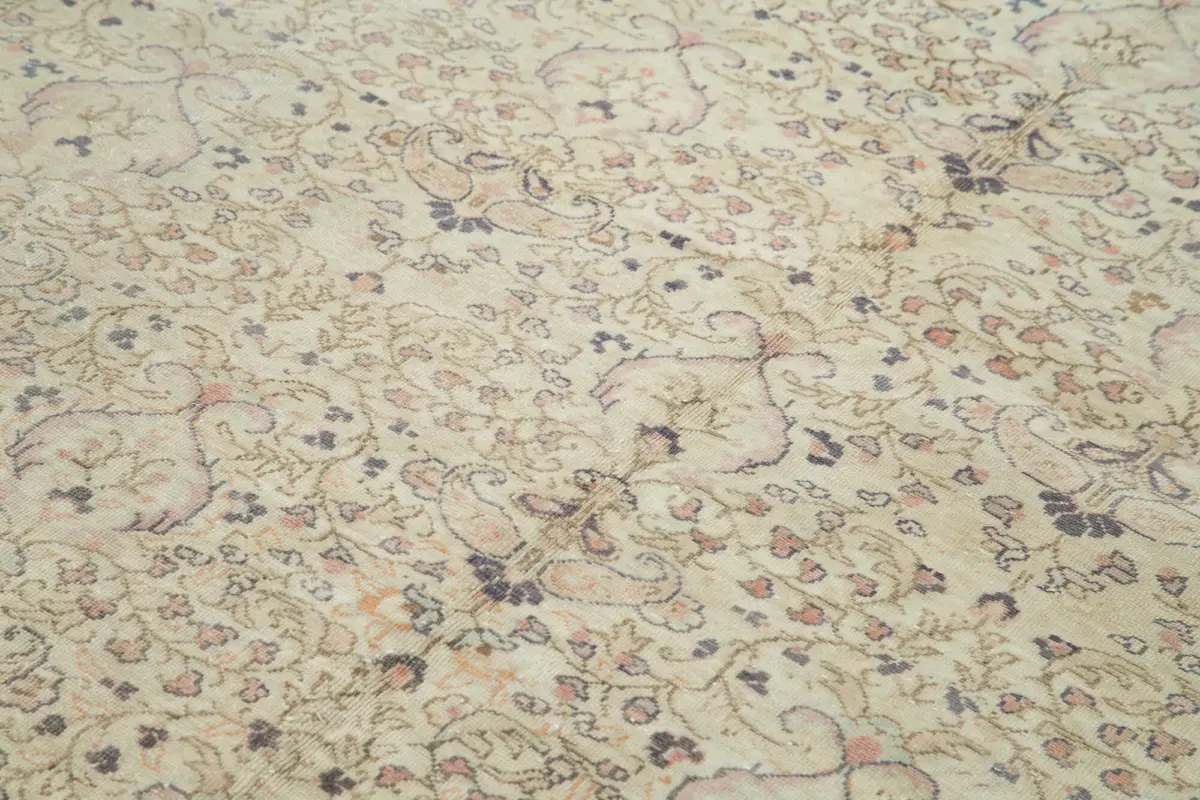 Kayseri Eskitme Bej Pamuk Üzerine Yün El Dokuma Halı-197x282 - Görsel 5