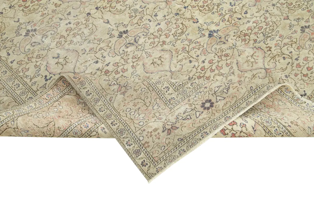 Kayseri Eskitme Bej Pamuk Üzerine Yün El Dokuma Halı-197x282 - Görsel 6