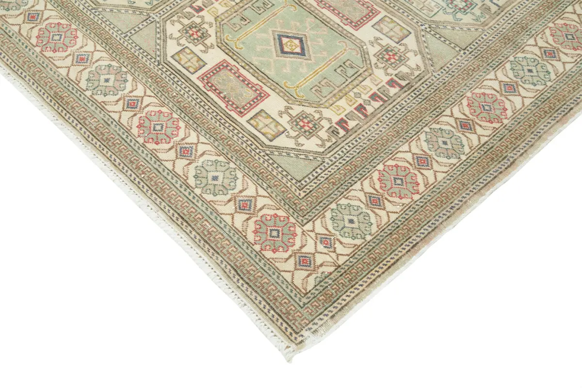 Kayseri Eskitme Bej Pamuk Üzerine Yün El Dokuma Halı-197x285 - Görsel 4