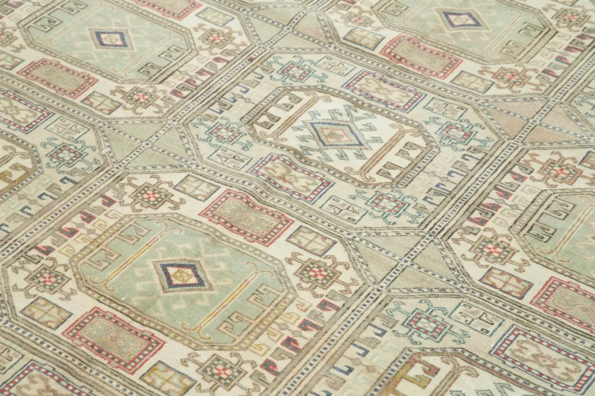 Kayseri Eskitme Bej Pamuk Üzerine Yün El Dokuma Halı-197x285 - Görsel 5