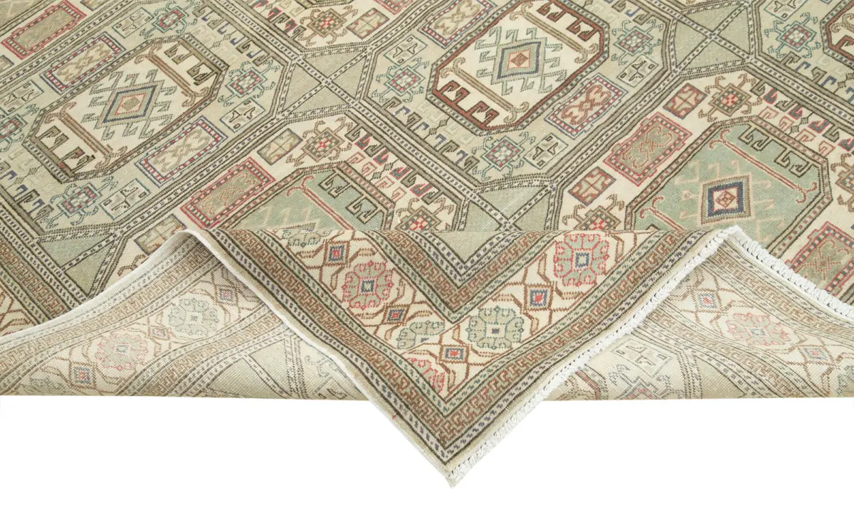 Kayseri Eskitme Bej Pamuk Üzerine Yün El Dokuma Halı-197x285 - Görsel 6