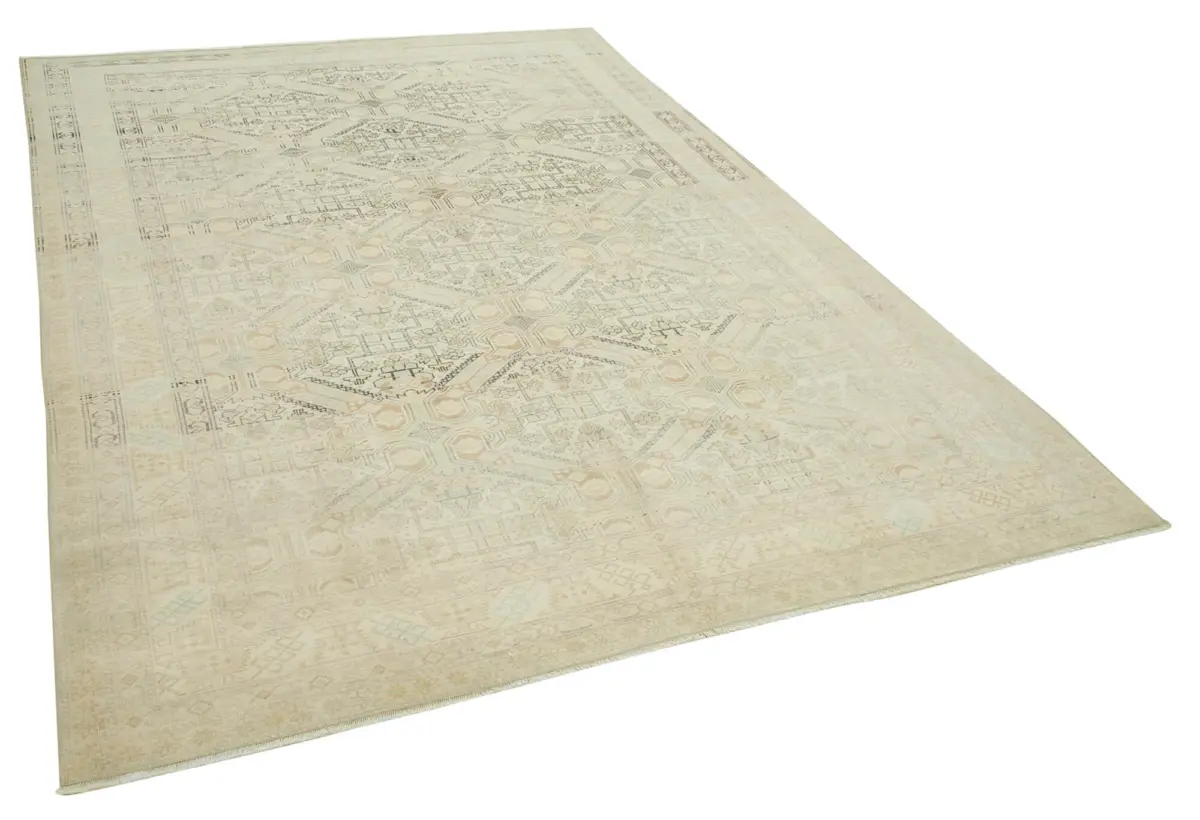 Kayseri Eskitme Bej Pamuk Üzerine Yün El Dokuma Halı-195x289 - Görsel 2