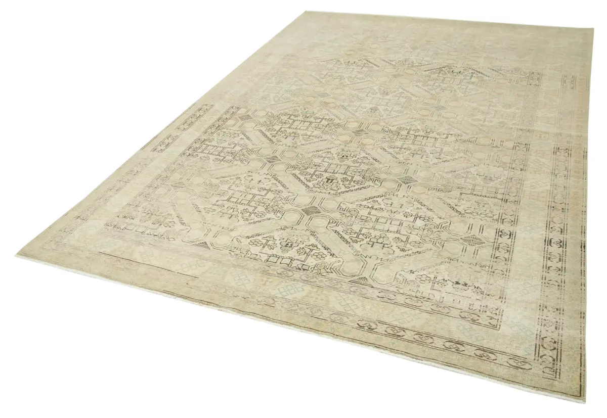 Kayseri Eskitme Bej Pamuk Üzerine Yün El Dokuma Halı-195x289 - Görsel 3