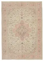 Kayseri Eskitme Bej Pamuk Üzerine Yün El Dokuma Halı-207x290