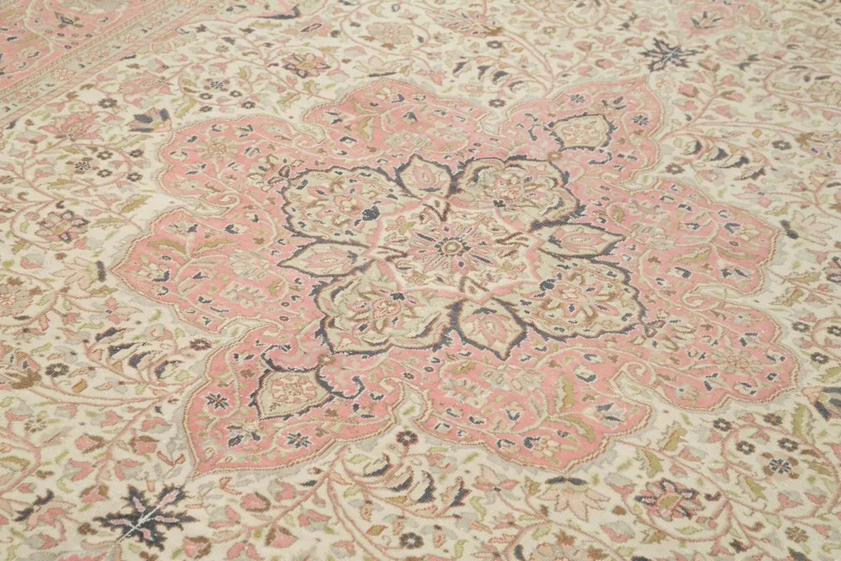 Kayseri Eskitme Bej Pamuk Üzerine Yün El Dokuma Halı-207x290 - Görsel 5