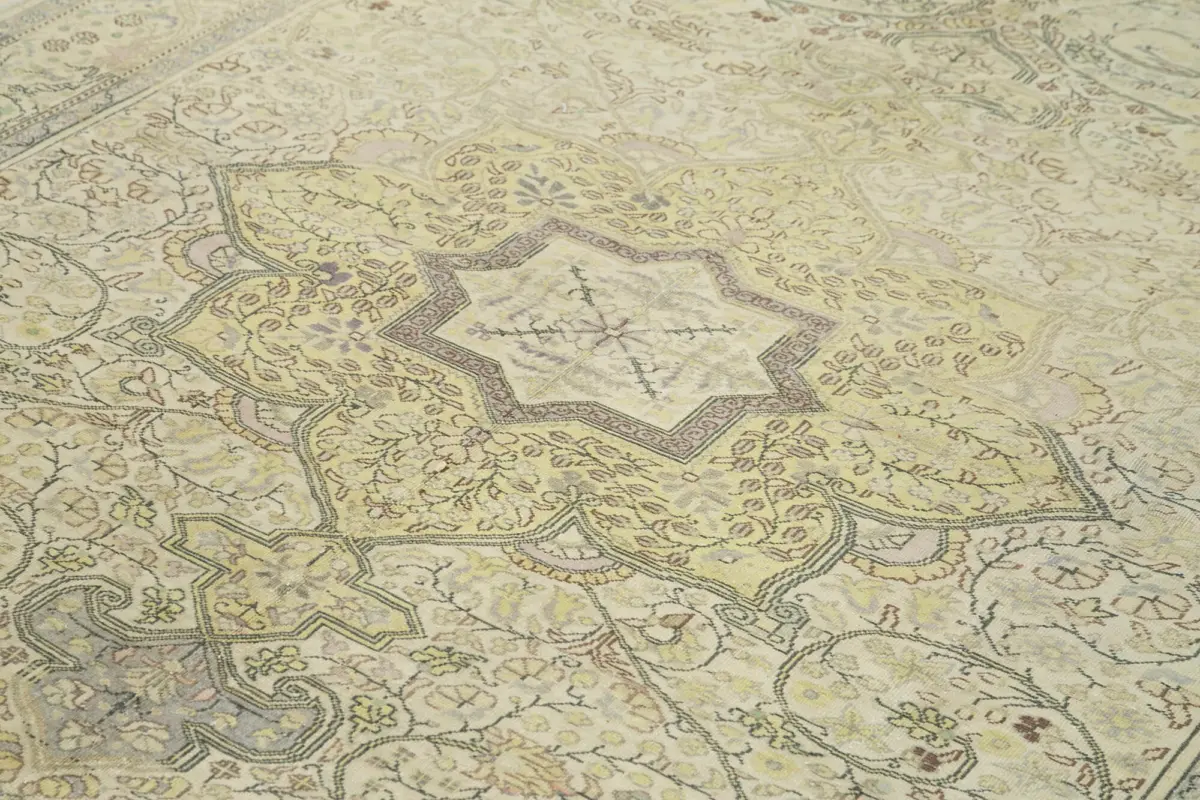 Kayseri Eskitme Bej Pamuk Üzerine Yün El Dokuma Halı-200x292 - Görsel 5