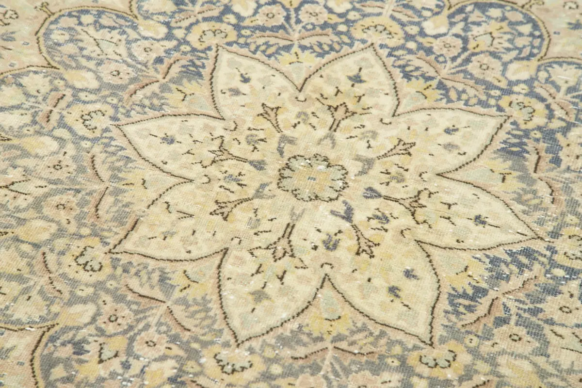 Kayseri Eskitme Bej Pamuk Üzerine Yün El Dokuma Halı-096x345 - Görsel 5