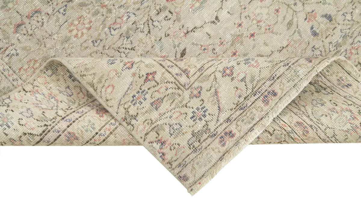 Kayseri Eskitme Bej Pamuk Üzerine Yün El Dokuma Halı-080x282 - Görsel 6