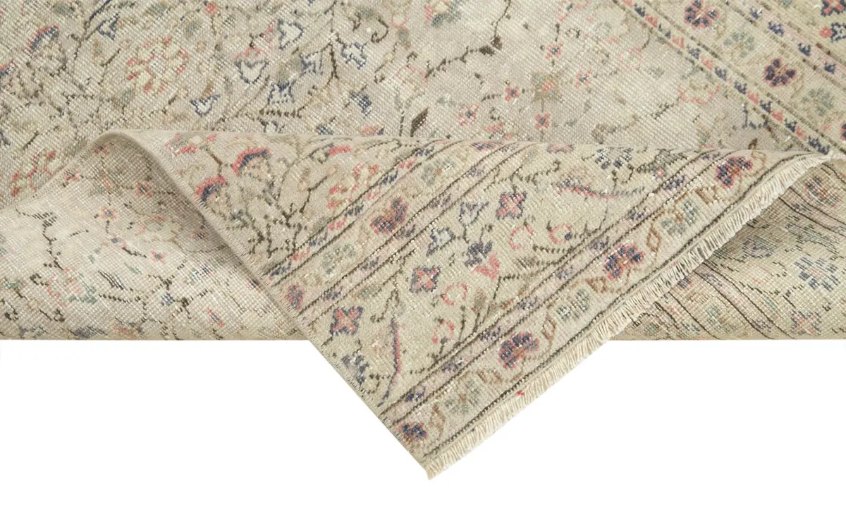 Kayseri Eskitme Bej Pamuk Üzerine Yün El Dokuma Halı-080x281 - Görsel 6