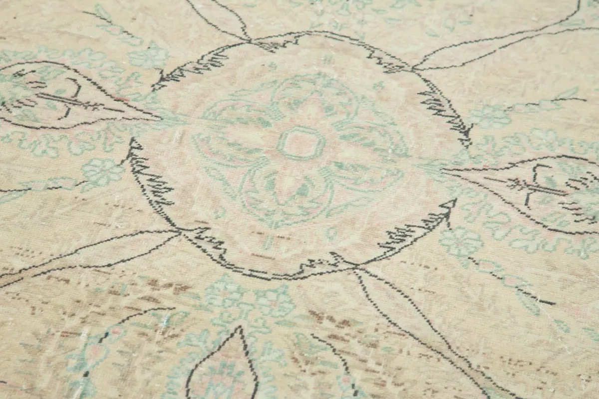 Kayseri Eskitme Bej Pamuk Üzerine Yün El Dokuma Halı-078x304 - Görsel 5