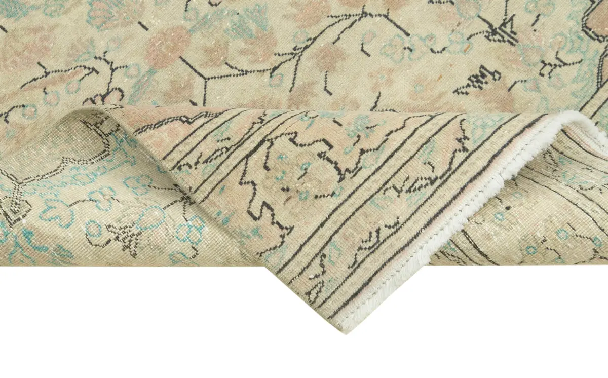 Kayseri Eskitme Bej Pamuk Üzerine Yün El Dokuma Halı-078x304 - Görsel 6