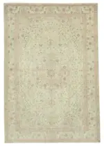 Kayseri Eskitme Bej Pamuk Üzerine Yün El Dokuma Halı-196x295