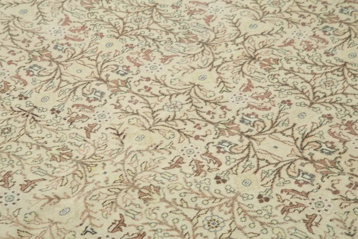 Kayseri Eskitme Bej Pamuk Üzerine Yün El Dokuma Halı-195x285 - Görsel 5