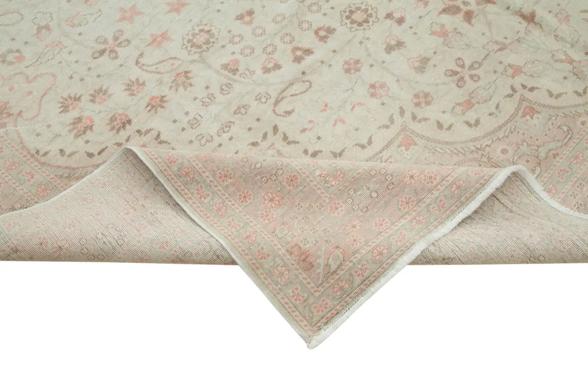 Kayseri Hereke Eskitme Bej Pamuk Üzerine Yün El Dokuma Halı-243x391 - Görsel 6