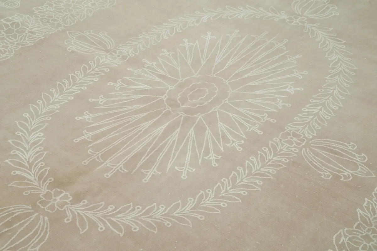 Kayseri Hereke Eskitme Bej Pamuk Üzerine Yün El Dokuma Halı-264x350 - Görsel 5