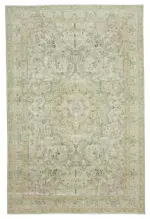 Kayseri Hereke Eskitme Bej Pamuk Üzerine Yün El Dokuma Halı-242x364