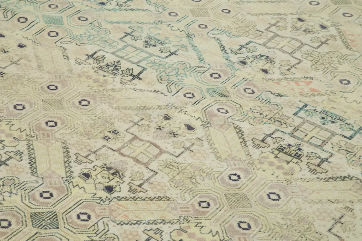 Kayseri Hereke Eskitme Bej Pamuk Üzerine Yün El Dokuma Halı-250x360 - Görsel 5