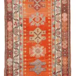 Herki Eskitme Kırmızı Pamuk Üzerine Yün El Dokuma Halı-095x365