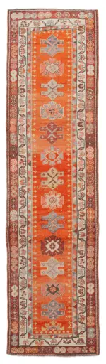 Herki Eskitme Kırmızı Pamuk Üzerine Yün El Dokuma Halı-095x365