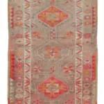 Herki Eskitme Kahverengi Pamuk Üzerine Yün El Dokuma Halı-092x297