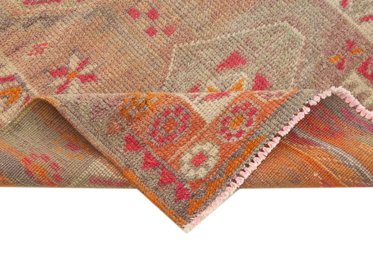 Herki Eskitme Kahverengi Pamuk Üzerine Yün El Dokuma Halı-092x297 - Görsel 6