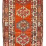 Herki Eskitme Kırmızı Pamuk Üzerine Yün El Dokuma Halı-093x374