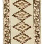 Herki Eskitme Bej Pamuk Üzerine Yün El Dokuma Halı-108x355