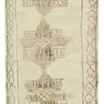 Herki Eskitme Bej Pamuk Üzerine Yün El Dokuma Halı-083x348