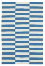 Duri Modern Mavi Pamuk Üstü Yün El Dokuma Kilim-180x276