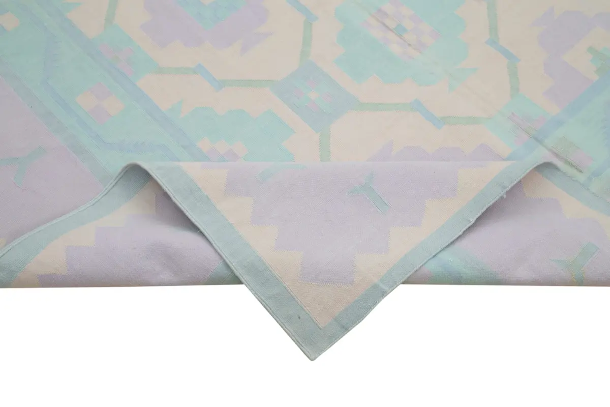 Duri Modern Bej Pamuk Üstü Yün El Dokuma Kilim-178x272 - Görsel 6