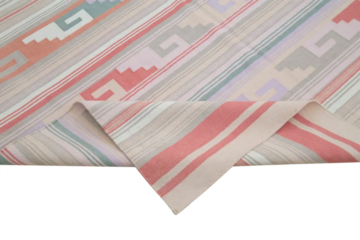 Duri Modern Kırmızı Pamuk Üstü Yün El Dokuma Kilim-177x277 - Görsel 6