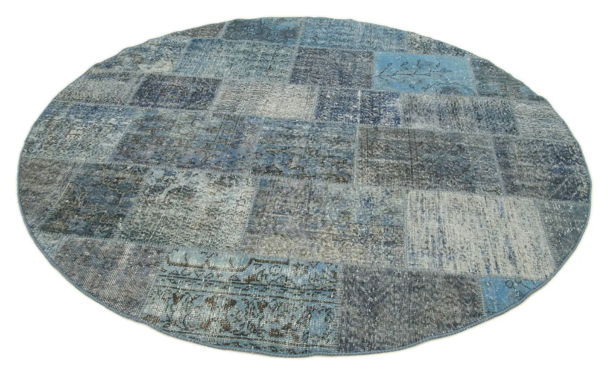 Patchwork Mavi Pamuk Üzerine Yün El Dokuma Kilim-217x217 - Görsel 2