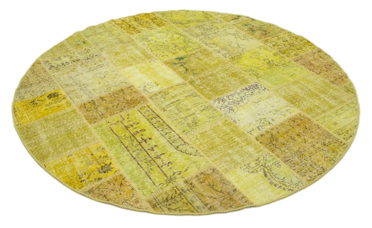 Patchwork Sarı Pamuk Üzerine Yün El Dokuma Kilim-215x215 - Görsel 2