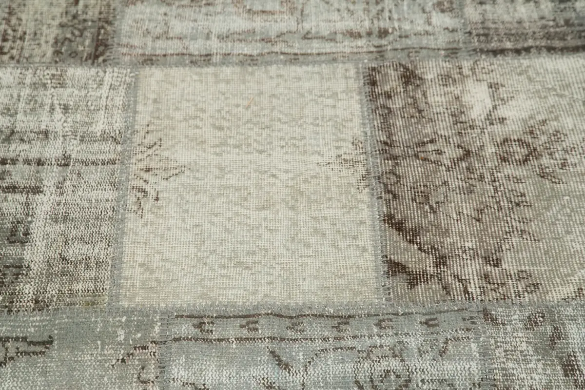 Patchwork Yeşil Pamuk Üzerine Yün El Dokuma Kilim-200x200 - Görsel 4