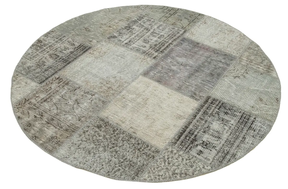 Patchwork Gri Pamuk Üzerine Yün El Dokuma Kilim-150x150 - Görsel 2