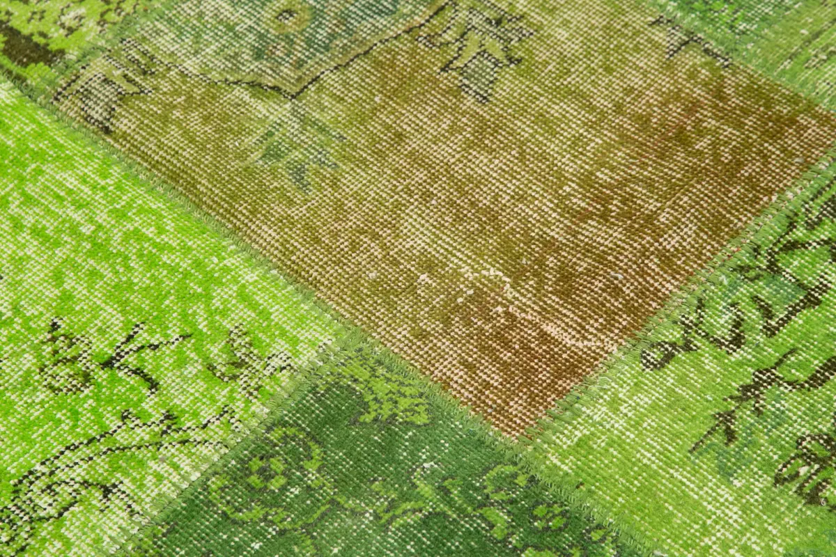 Patchwork Yeşil Pamuk Üzerine Yün El Dokuma Kilim-150x150 - Görsel 4