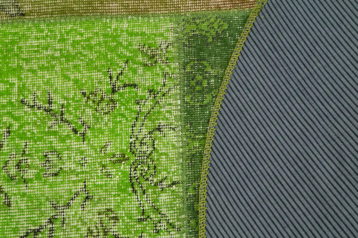 Patchwork Yeşil Pamuk Üzerine Yün El Dokuma Kilim-150x150 - Görsel 5