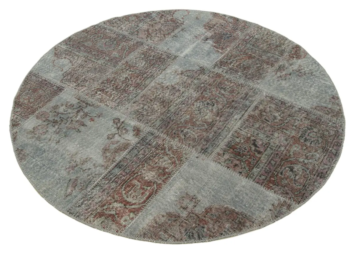 Patchwork Gri Pamuk Üzerine Yün El Dokuma Kilim-150x150 - Görsel 2