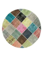 Patchwork Multi Pamuk Üzerine Yün El Dokuma Kilim-146x146
