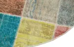 Patchwork Multi Pamuk Üzerine Yün El Dokuma Kilim-146x146 - Görsel 3
