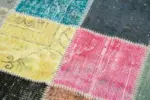 Patchwork Multi Pamuk Üzerine Yün El Dokuma Kilim-146x146 - Görsel 4