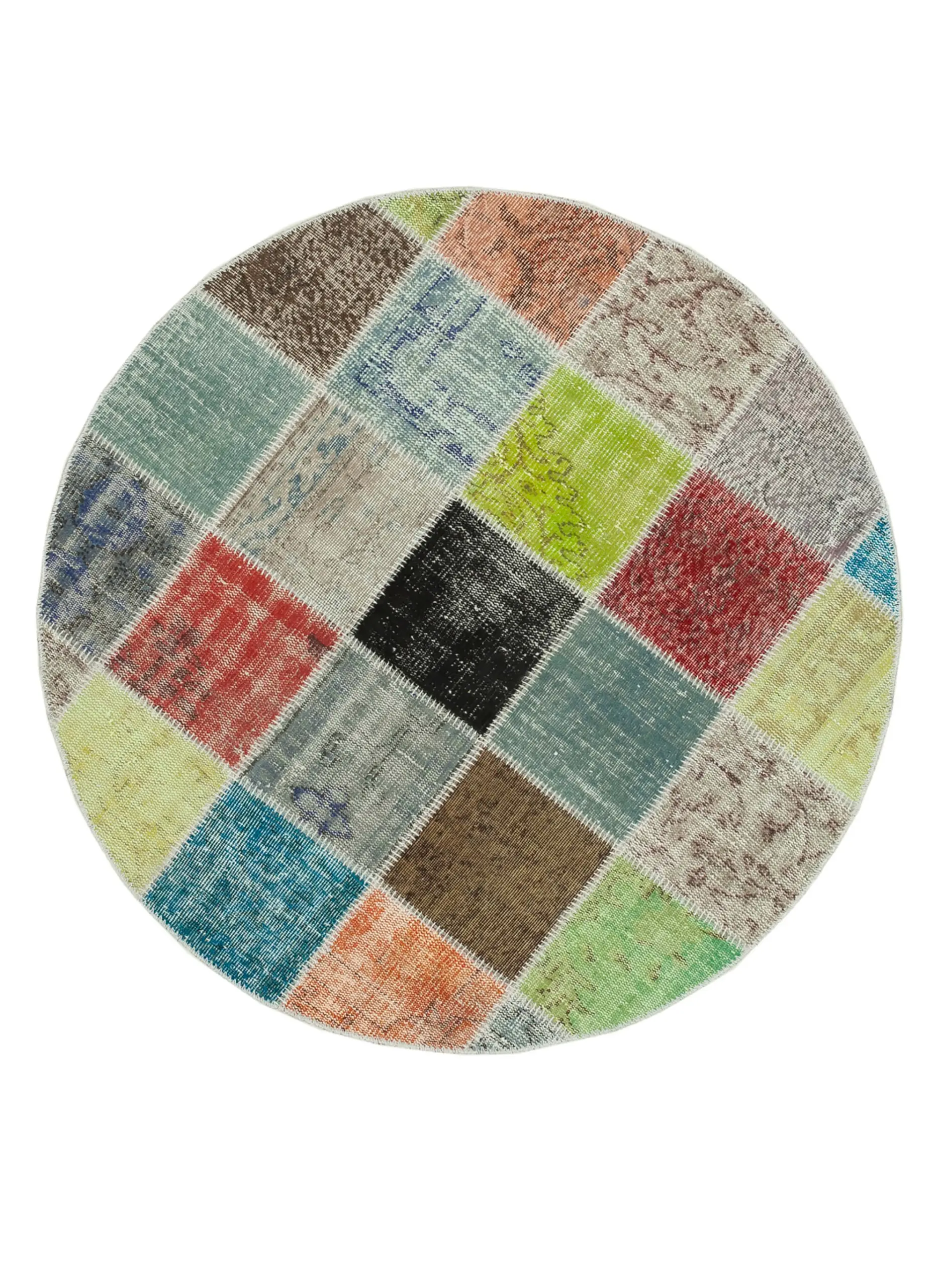 Rc_38708_0_Multicolor_Round_Patchwork_Rugs Patchwork Multi Pamuk Üzerine Yün El Dokuma Kilim-146x146 - Görsel 1