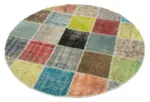 Patchwork Multi Pamuk Üzerine Yün El Dokuma Kilim-146x146 - Görsel 2