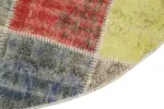 Patchwork Multi Pamuk Üzerine Yün El Dokuma Kilim-146x146 - Görsel 3