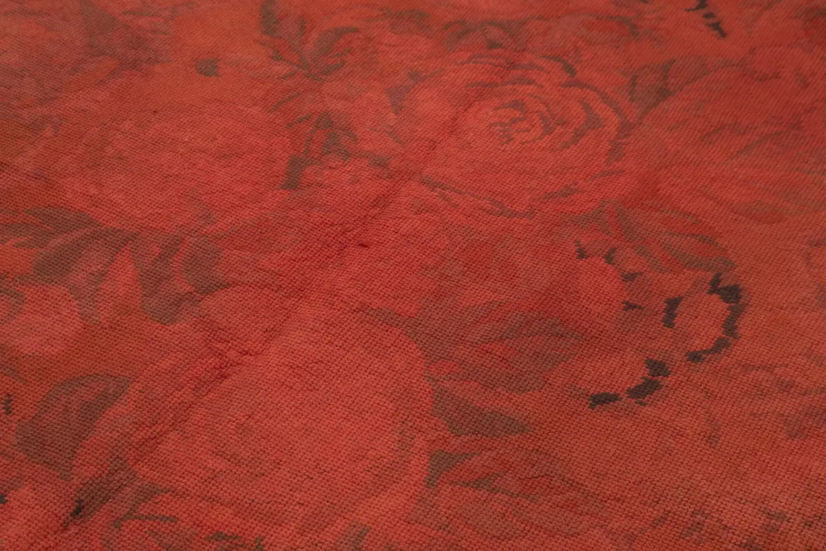 Needlepoint Kırmızı Pamuk Üzerine Yün El Dokuma Halı-165x253 - Görsel 5