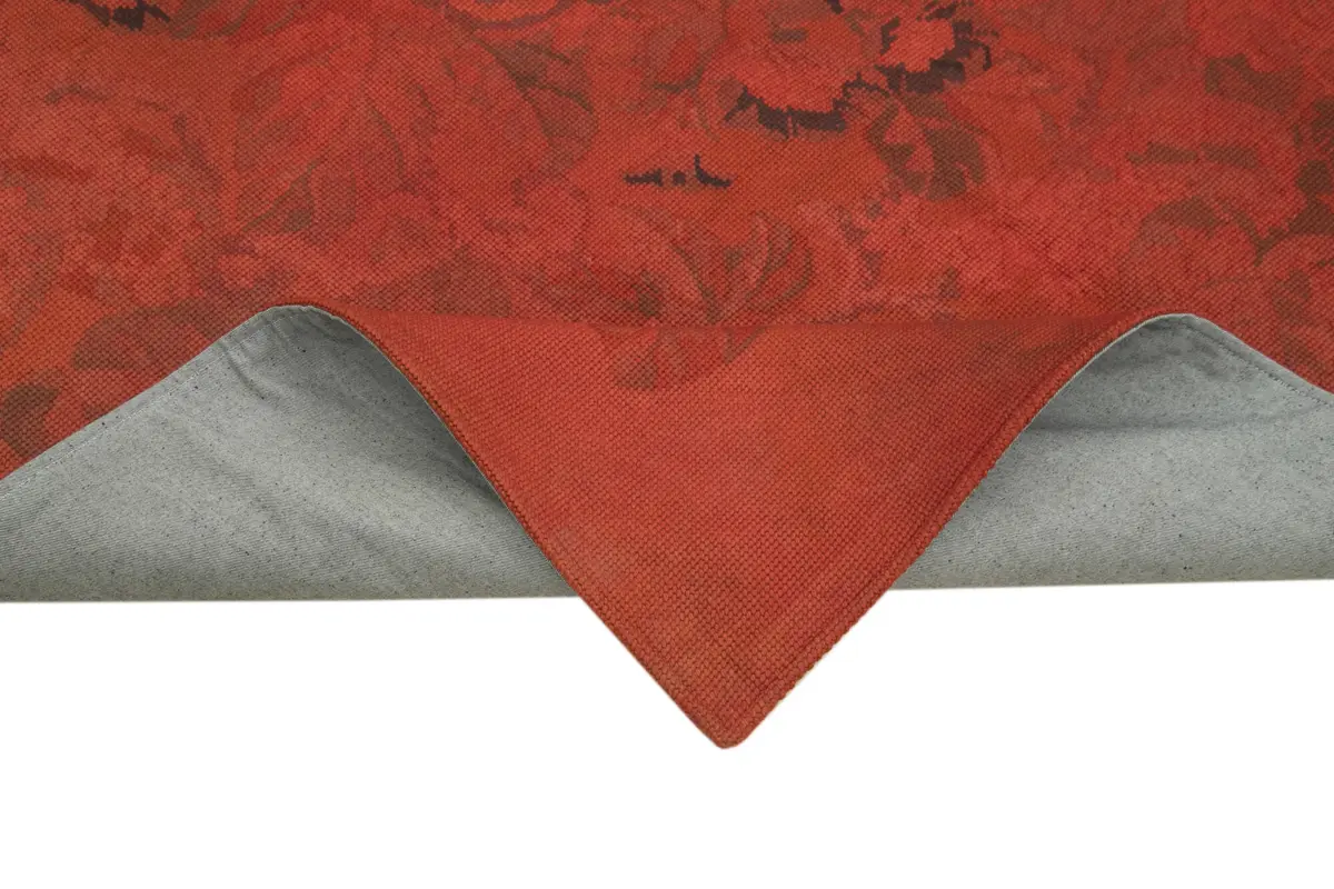 Needlepoint Kırmızı Pamuk Üzerine Yün El Dokuma Halı-165x253 - Görsel 6