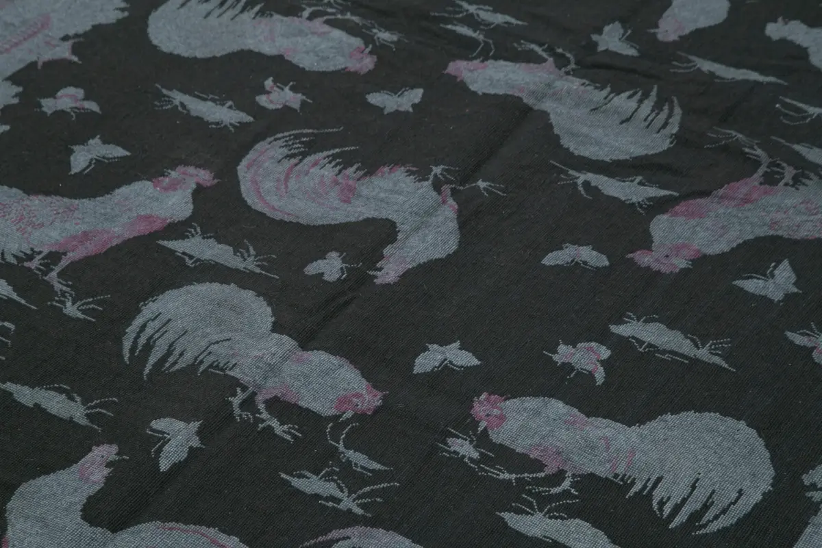 Needlepoint Gri Pamuk Üzerine Yün El Dokuma Halı-153x248 - Görsel 5