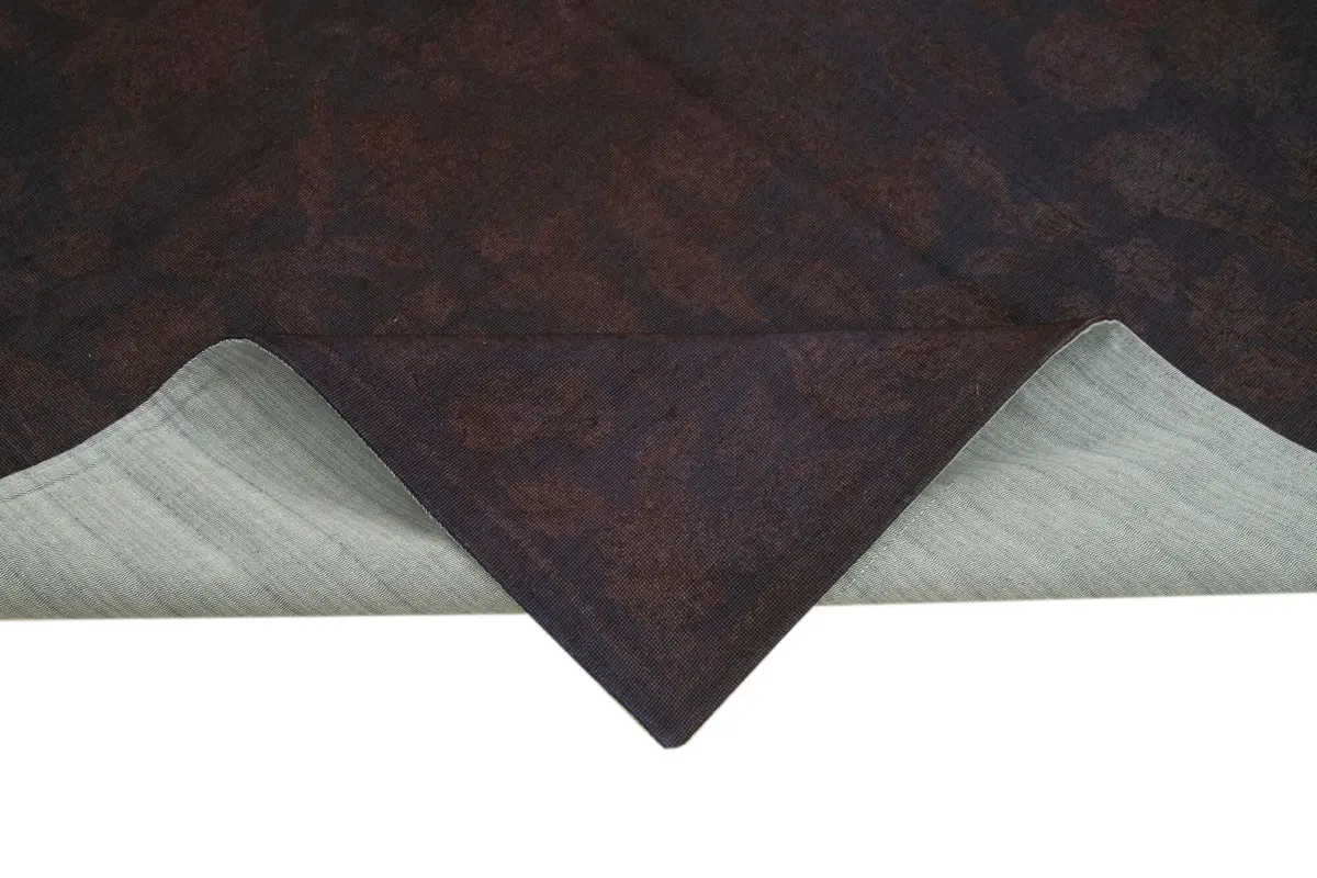 Needlepoint Kahverengi Pamuk Üzerine Yün El Dokuma Halı-168x252 - Görsel 6