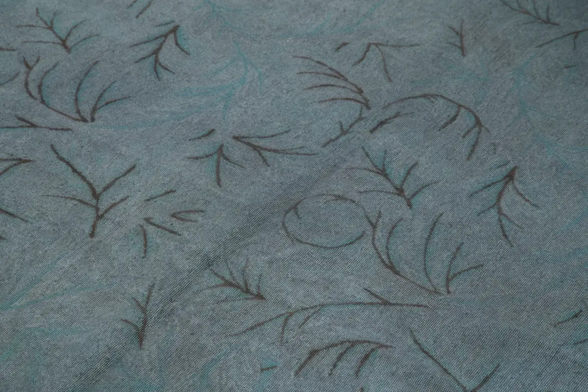 Needlepoint Mavi Pamuk Üzerine Yün El Dokuma Halı-165x254 - Görsel 5