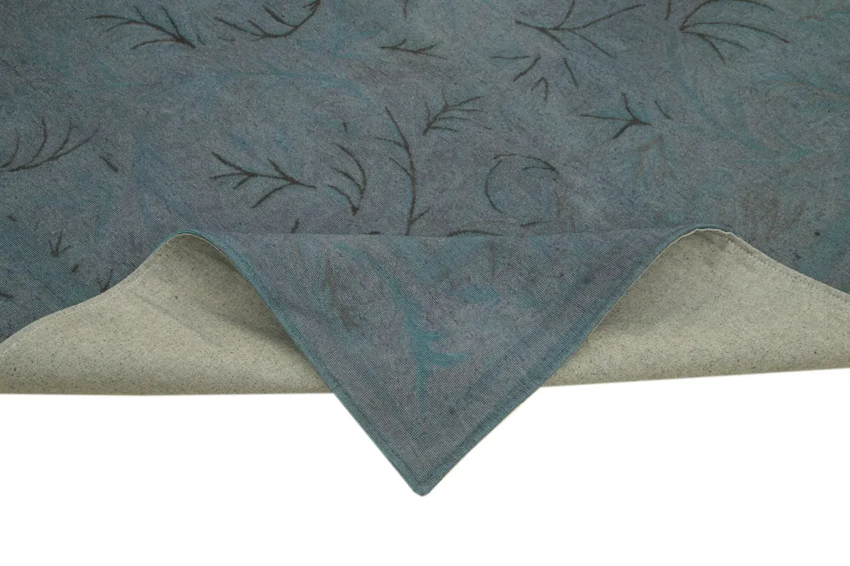 Needlepoint Mavi Pamuk Üzerine Yün El Dokuma Halı-165x254 - Görsel 6